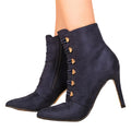 Blue - Side - Where´s That From Womens-Ladies Blythe Faux Suede Pointed Button Detail Mid Heel Ankle Boots