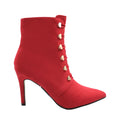 Red - Front - Where´s That From Womens-Ladies Blythe Faux Suede Pointed Button Detail Mid Heel Ankle Boots