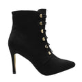 Black - Front - Where´s That From Womens-Ladies Blythe Faux Suede Pointed Button Detail Mid Heel Ankle Boots