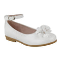 White - Front - Where´s That From Girls Lacen Flower Ankle Strap Flatform Mary Janes