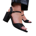 Black - Back - Where´s That From Womens-Ladies Paityn Glitter Buckle Block Heel Sandals