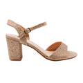 Champagne - Front - Where´s That From Womens-Ladies Paityn Glitter Buckle Block Heel Sandals