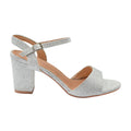 Silver - Front - Where´s That From Womens-Ladies Paityn Glitter Buckle Block Heel Sandals