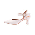 White - Front - Where´s That From Womens-Ladies New Diamante PU Buckle Detail Wide Mid Heel Sandals