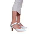 White - Back - Where´s That From Womens-Ladies New Diamante PU Buckle Detail Wide Mid Heel Sandals