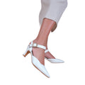 White - Side - Where´s That From Womens-Ladies New Diamante PU Buckle Detail Wide Mid Heel Sandals