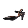 Black - Front - Where´s That From Womens-Ladies New Diamante PU Buckle Detail Wide Mid Heel Sandals