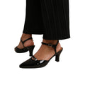 Black - Back - Where´s That From Womens-Ladies Patent Faux Leather Multi-Buckle Detail Low Heel Sandals