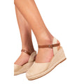 Beige - Back - Where´s That From Womens-Ladies Blakely Faux Leather Closed Toe Low Wedge Sandals