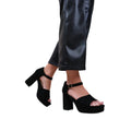 Black - Back - Where´s That From Womens-Ladies Marin Suede Buckle Detail Wide Platform Block High Heels