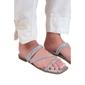 Silver - Side - Where´s That From Womens-Ladies Dream Diamante Faux Leather Strappy Extra Wide Flat Sliders