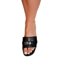 Black - Side - Where´s That From Womens-Ladies Emmeline Buckle Faux Leather Single Strap Sliders