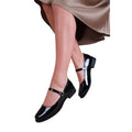 Black - Front - Where´s That From Womens-Ladies Kingston Patent Leather Buckle Detail Wide Low Heel Shoes