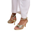 Gold - Front - Where´s That From Womens-Ladies Cyprus Metallic Multi Crossover Strap Wide Mid Heel Sandals