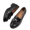 Black - Back - Where´s That From Womens-Ladies Imogen Tassel Patent Leather Slip-on Flatform Loafers