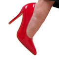 Red - Back - Where´s That From Womens-Ladies Kyra Patent Faux Leather Wide High Stiletto Heel Pumps