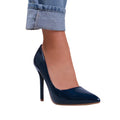 Navy - Front - Where´s That From Womens-Ladies Kyra Patent Leather Pointed Wide High Stiletto Heel Pumps