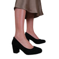 Black - Back - Where´s That From Womens-Ladies Melrose Suede Wide Medium Block Heel Court Shoes