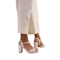 White - Back - Where´s That From Womens-Ladies Cuba Plaited PU Wide Medium Block Heel Sandals