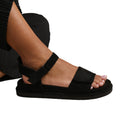 Black - Back - Where´s That From Womens-Ladies Corfu Faux Suede Touch Fastening Wide Sandals