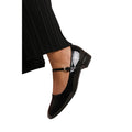 Black - Back - Where´s That From Womens-Ladies Minsk Patent Faux Leather Buckle Detail Wide Low Heel Ballet Shoes