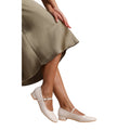 Cream - Back - Where´s That From Womens-Ladies Minsk Patent Faux Leather Buckle Detail Wide Low Heel Ballet Shoes