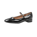 Black - Front - Where´s That From Womens-Ladies Minsk Patent Faux Leather Buckle Detail Wide Low Heel Ballet Shoes