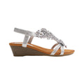 Silver - Front - Where´s That From Womens-Ladies Cevedo Diamante Flowers Low Wedge Sandals