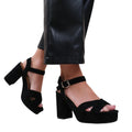 Black - Side - Where´s That From Womens-Ladies Marcia Strappy Suede Platform High Heels