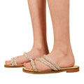 Cream - Back - Where´s That From Womens-Ladies Raine Diamante Faux Leather Strappy Flatform Sliders