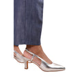 Silver - Back - Where´s That From Womens-Ladies Milos Metallic Sling Back Low Heel Sandals