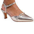 Silver - Front - Where´s That From Womens-Ladies Memphis Metallic Multi-Buckle Detail Wide Low Heel Sandals