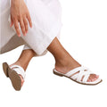 White - Back - Where´s That From Womens-Ladies Crete Crossover Strap Wide Sliders