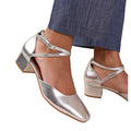 Silver - Side - Where´s That From Womens-Ladies Peru Crossover Strap Low Block Heel Sandals