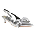 Silver - Front - Where´s That From Womens-Ladies Santorini Bow Kitten Heel Wide Kitten Heel Sandals