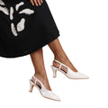 White - Side - Where´s That From Womens-Ladies Milos Pointed Patent Leather Sling Back Low Heel Sandals