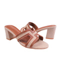 Tan - Back - Where´s That From Womens-Ladies Drama Cut Out PU Wide Block Heel Sandals