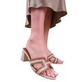 Tan - Lifestyle - Where´s That From Womens-Ladies Drama Cut Out PU Wide Block Heel Sandals