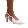 White - Front - Where´s That From Womens-Ladies Milos Patent Leather Sling Back Wide Low Heel Sandals