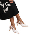 White - Back - Where´s That From Womens-Ladies Milos Patent Leather Sling Back Wide Low Heel Sandals