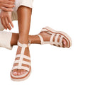 Cream - Back - Where´s That From Womens-Ladies Dubai Platform Extra Wide Gladiator Sandals