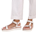 White - Back - Where´s That From Womens-Ladies Hawaii Studded Patent Leather Multi Strap Wide Sandals