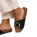 Black - Back - Where´s That From Womens-Ladies Sequoia Buckle Single Strap Flat Sandals