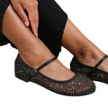 Black - Back - Where´s That From Womens-Ladies Tennessee Diamante Adjustable Strap Pumps