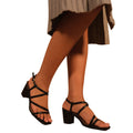 Black - Back - Where´s That From Womens-Ladies Sidra Faux Leather Crossover Strap Medium Block Heel Sandals