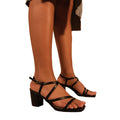 Black - Side - Where´s That From Womens-Ladies Sidra Faux Leather Crossover Strap Medium Block Heel Sandals