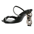 Black - Back - Where´s That From Womens-Ladies New Diamante PU Buckle Detail Mid Heel Sandals