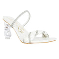 White - Front - Where´s That From Womens-Ladies New Diamante PU Buckle Detail Mid Heel Sandals