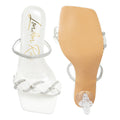 White - Lifestyle - Where´s That From Womens-Ladies New Diamante PU Buckle Detail Mid Heel Sandals