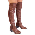 Brown - Front - Where´s That From Womens-Ladies Britta Faux Leather Mid Heel Thigh-High Boots